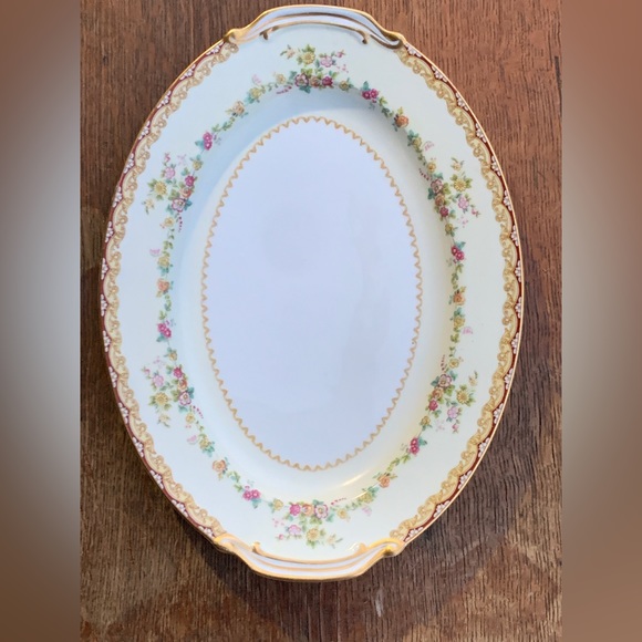 Vintage Discontinued Noritake DIMITY Gold Trim Lug Handled Oval Serving Plate - Picture 14 of 16